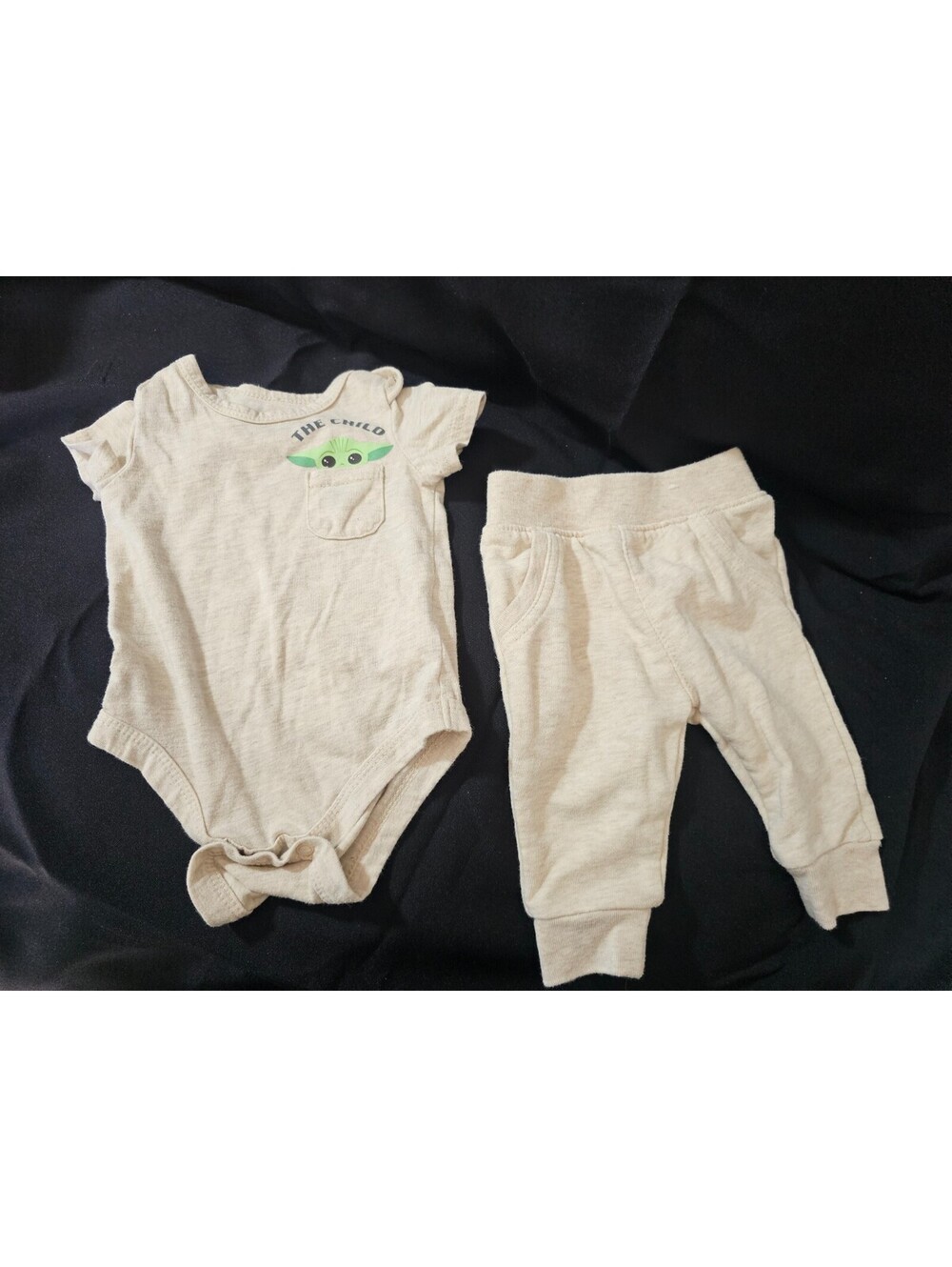 (3pc) Baby Boy Clothing Lot Overalls Pants Grogu One-Piece Bottoms Sz 0-3 Months